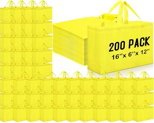 Windyun Reusable Grocery Bags Large Non Woven Shopping Bags with Handles Foldable Portable Tote, 16x6x12 Inch by Windyun