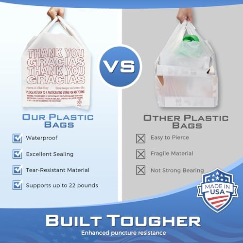 Fuxury Plastic Thank You (Gracias) Shopping Bags with Handles 1000 Count - Image 4