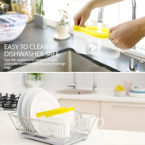 10 Pack Reusable Gallon Freezer Bags, Yellow - Image 5