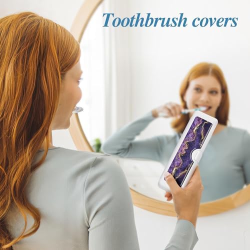 Toothbrush Travel Case - Colorful Pattern, Holder and Covers for Toothbrushes, Includes Tongue Scraper Case - Image 4