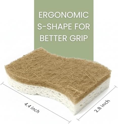 12 Pack Non-Scratch & Odor-Free Eco Sponges – Natural Biodegradable Cellulose & Coconut Fiber Kitchen Scrubbers – Compostable, Zero Waste Sponges for Dishwashing & Cleaning - Image 6