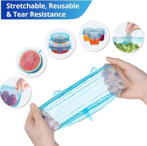 Silicone Stretch Lids, 6PCS Zero Waste Reusable Container Covers - Image 3