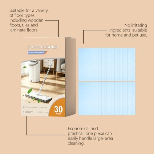 XINRAN 30pcs multi effect floor cleaning tablets, quick dissolve mopping tablets, flash speed mop refill wipes, water-soluble floors tile cleaner, For Hardwood Laminate Tile Walls Maintenance (8pcs) - Image 4