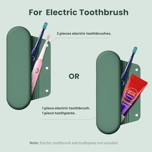 Silicone Electric Toothbrush Travel Case, Manual Toothbrush Travel Cover for Men and Women,Toothbrush for Travel,Gym and More, Fits Most Manual and Electric Toothbrushes - Midnight Green - Image 2
