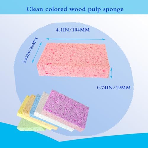 12 Pack Cellulose Kitchen Sponge,Non-Scratch Natural Clean Sponge - Image 2