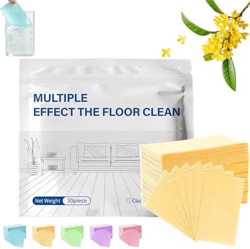 100/200/300 Pcs Multi-Surface Floor Cleaning Tablets, Multi-Effect Floor Clean Tablets, Dissolvable Mopping Refill for Tile, Vinyl, Hardwood, Laminate & Sealed Hard Floors (yellow(Osmanthus),200pcs) by Unknown