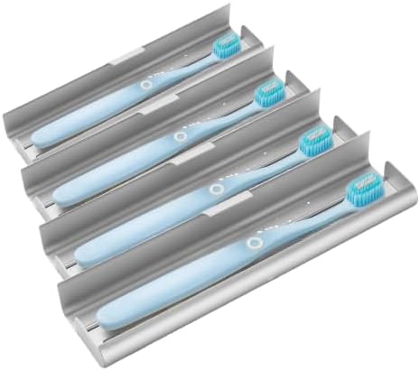 Aluminum Toothbrush Travel Case, Portable Travel Toothbrush Holder, Durable Manual Toothbrush Box Container for Traveling, Bathroom, Camping, Business Trip-1Pack Silver (Pack of 4) by Oralphi