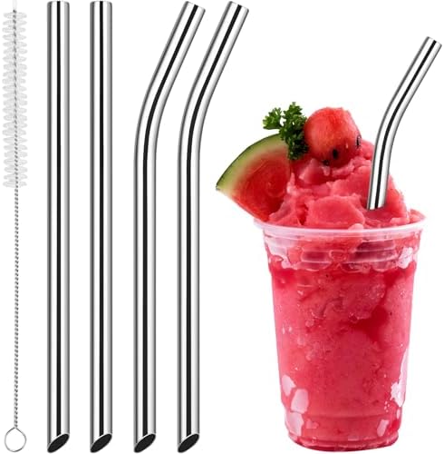 NiHome 4-Pack Stainless Steel Straws for Boba, Smoothie, 10.4” Metal Straws by NiHome