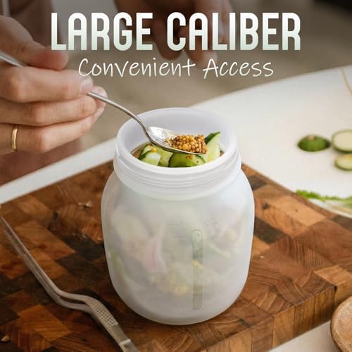 Silicone Food Storage Containers Set, Leak proof Pickling Canister Jars with Lid, Collapsible Reusable Kitchen Pantry Organization Canisters, Suitable for Pickling, Dishwasher Freezer Safe, 3 Pack - Image 5