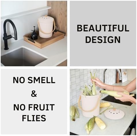 Beautiful Kitchen Compost Bin with Smell Proof Lid for Your Countertop - Image 3