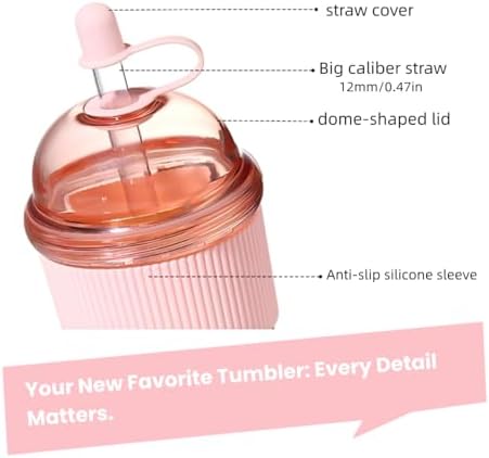 Reusable Iced Coffee Cups with Lids and Straws 17oz, Boba Cup with Straw, Tumbler with Silicone Sleeve for Cold Drinks, Iced Coffee, Bubble Tea - Pink - Image 4