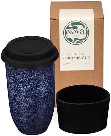 NOVA CERAMICS Coffee Tumbler – Travel Mug - On the Go Coffee Mug – Microwave & Dishwasher Safe Green Coffee Tumbler - Gifts For Women Men Him Her – 16oz – Abyss by NovaCeramics