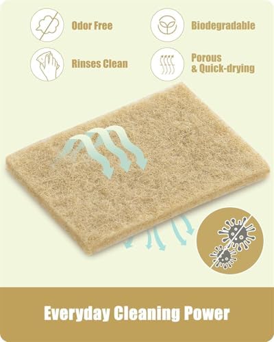 Natural Scouring Pads Biodegradable Scrubbing Pads for Kitchen Cleaning, Dishes, and Pots - Sisal hemp Fiber Scrub Pads for Dishes - Non Scratch Scouring Pads for Pots and Pans (10 Pack) - Image 4
