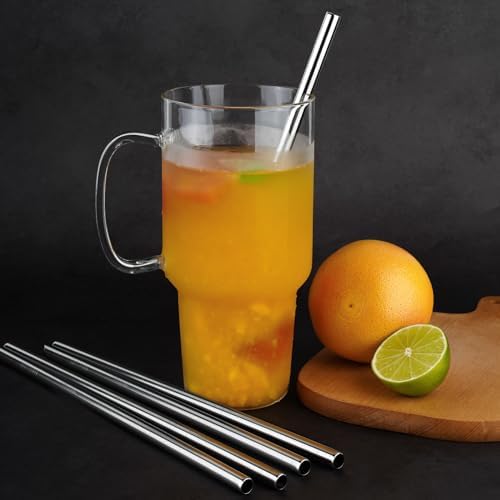 Tomorotec 8PCS Stainless Steel Straws Fit for 40oz Stanley Tumblers, Silver - Image 4