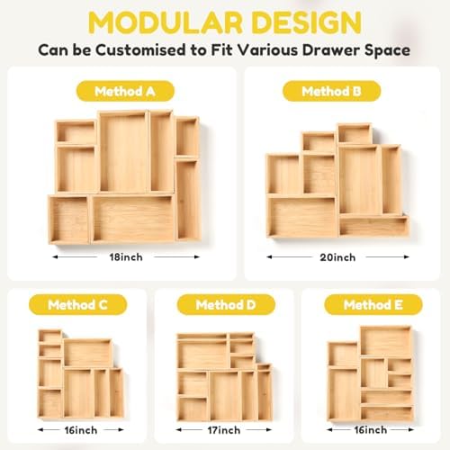 lilLittle Bamboo Drawer Organizer, 8 Pcs Multi Purpose Drawer Organizer Set - Image 4