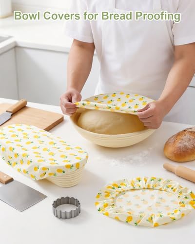 3 Pcs 12 Inch Sourdough Bread Cover, Reusable, Elastic Rim Washable - Image 2