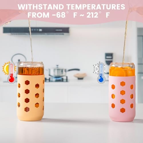Mrsdry 20 oz Glass Cups with Lids and Straws for Gift, 4-Pack, Mint - Image 6