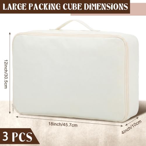 Shinymoon 3 Set 100% Cotton Packing Cubes 18"x12"x4" Regular Beige - Image 2
