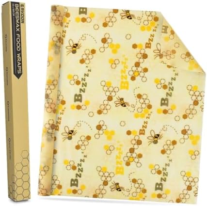 Reusable Beeswax Wraps 13 x 39 Inch Beeswax Wraps for Food Eco-Friendly Sustainable Food Storage Wraps for Sandwich, Cheese, Fruit, Bread, Snacks by ERKOON