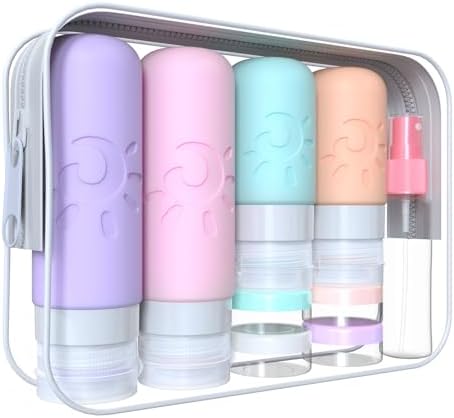 Zafit 18 Pack travel Bottles for Toiletries, TSA Approved Silicone Travel Containers Leak Proof Refillable Travel Accessories for Shampoo Conditioner Lotion Body Wash(Multicolored C) by ZAFIT