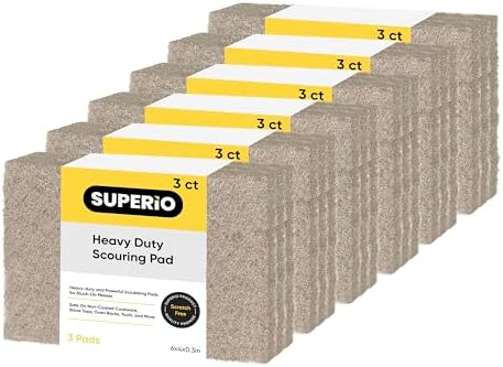 Natural Scouring Pad Non-Scratch Sisal Plant Based Scrubber Cleaning Scrub Pads, Eco-Friendly Reusable Kitchen Scrubbing Pad Pack of 18, by Superio by Superio
