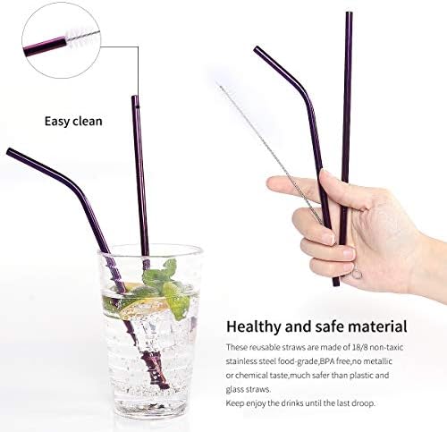 8-Piece Portable Stainless Steel Flatware Set, Travel Camping Cutlery Set with Purple Waterproof Case - Image 6