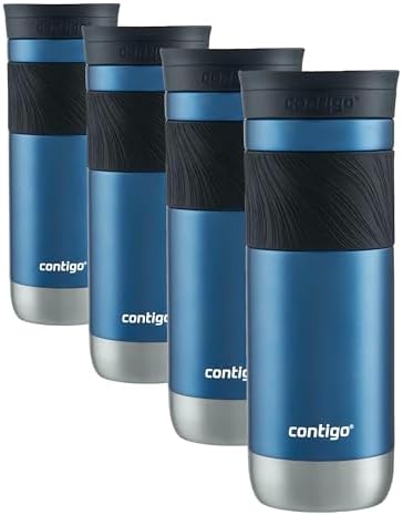 Contigo Byron Vacuum-Insulated Stainless Steel Travel Mug,20oz - Leak-Proof Lid,BPA-Free,Blue Corn - Perfect Reusable Cup for Coffee or Water; hot and cold beverage holder,(Pack of 4) by Unknown