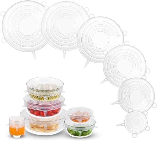 Silicone Stretch Lids, 6PCS Reusable Zero Waste Container Covers by DAILYKISN