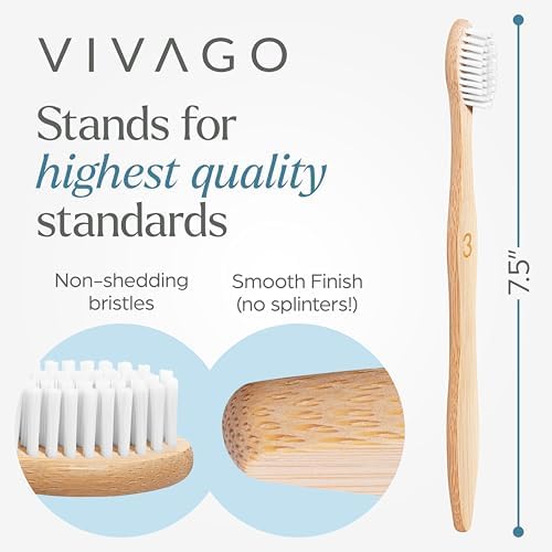 VIVAGO Bamboo Toothbrushes 10 Pack – Plant-Based Medium Bristles - Image 5