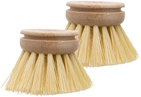 Redecker Dish Brush Replacement Heads, Tampico Fiber, 1-1/2 Inch Round, 2 Pack – Wooden Brush Refills for Everyday Dishwashing, Made in Germany by Redecker