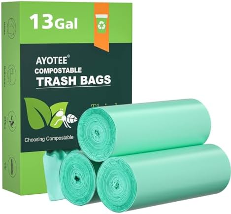 AYOTEE Compostable Trash Bags 13 Gallon Tall Kitchen Trash Bags, 45 Count by AYOTEE