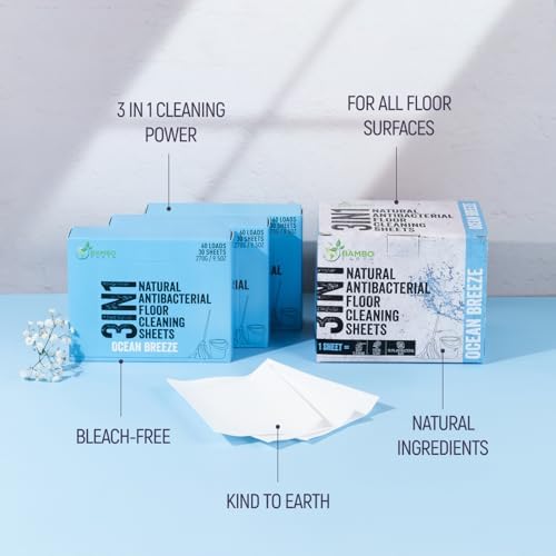 90 Pcs All Natural Floor Cleaner Sheets - Biodegradable And Dissolvable Multipurpose Mopping Concentrated Floor Cleaning Soap Detergent Strips, Mess Free Water Soluble Fast Dry Eco Friendly (Ocean) - Image 2