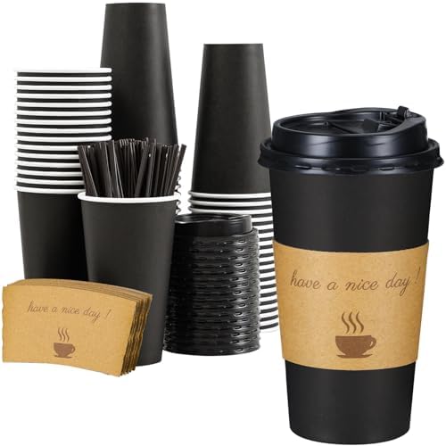 Lamosi 20 oz Coffee Cups 50 Pack, Disposable To Go Paper Cups with Lid by BuyNow