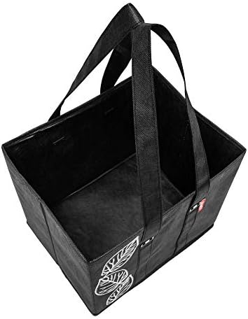 PLANET E Reusable Shopping Bags, Heavy Duty Foldable Grocery Bags with Handles, Large Collapsible Box Totes with Reinforced Hard Bottom, Pack of 3, Black - Image 3