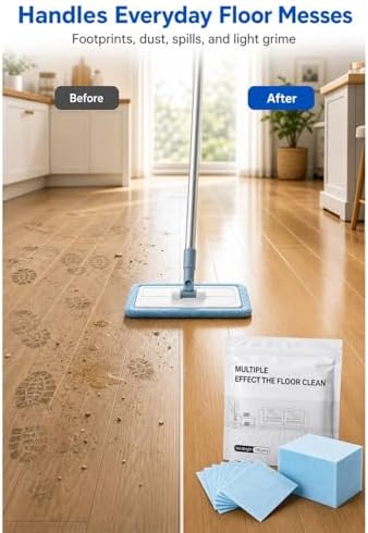 Floor Cleaning Tablets, 100 Pieces Multi-Surface Cleaner Sheets for Mopping, Floor Cleaner Tablets for Hardwood Tile Laminate Vinyl, Dissolvable Solution with Crevice Brush, Pink Peach Hibiscus Scent - Image 4