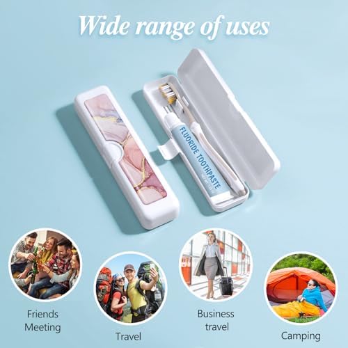 Toothbrush Travel Case - Colorful Pattern, Holder and Covers for Toothbrushes, Includes Tongue Scraper Case - Image 6