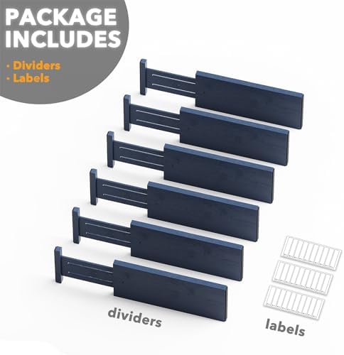 SpaceAid Bamboo Dresser Drawer Dividers 6 Pack, 4.65“ High Adjustable 12.5“-17” Drawer Organizers, Expandable Organization for Clothing, Clothes, Dressers, Navy Blue - Image 7