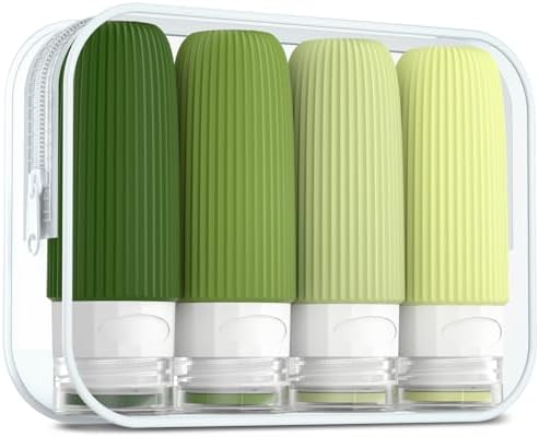 Mrsdry Travel Bottles for Toiletries, Tsa Approved 2oz Travel Bottles, BPA Free Leak Proof Travel Size Toiletry Containers, Refillable Travel Accessories with Toiletry Bag for Shampoo Liquid (4 Pack) by Mrsdry