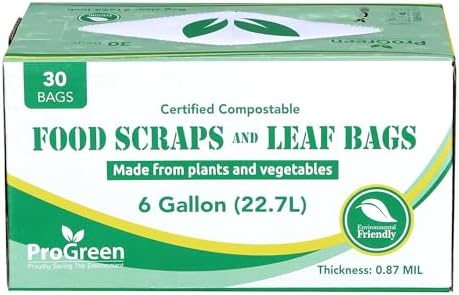 Compostable Trash Bags, Extra Thick, Compost Kitchen Bin Bags, Food Scraps Yard Waste Bags, ASTM D6400 BPI and TÜV AUSTRIA Certified (6 Gallon, Pack of 30) - Image 2