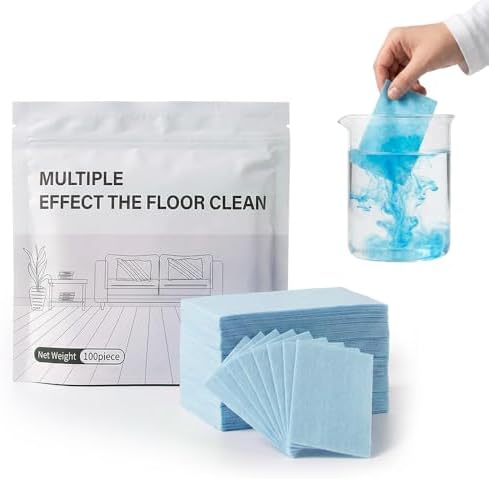 100pcs Floor Cleaning Tablets Sheets, Water Soluble Concentrated Floor Cleaner for Mopping, Multi-Surface Cleaning Sheets for Hardwood Floors, Laminate, Tile & Wall Cleaning by Unknown