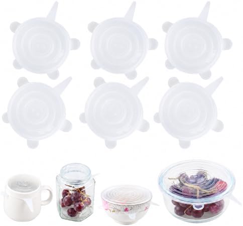 6pcs 3.35" Silicone Stretch Lids Reusable, Bowl Covers Food Storage for Home Container,Round Clear by Unknown