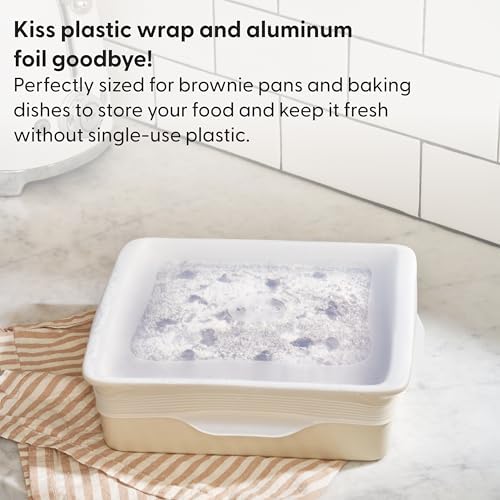 W&P Reusable Silicone Stretch Lid, Brownie (8 x 8) Set of 2, Dishwasher Safe, Freezer Safe, LFGB/Premium Silicone, Microwave Safe, Clear - Image 2