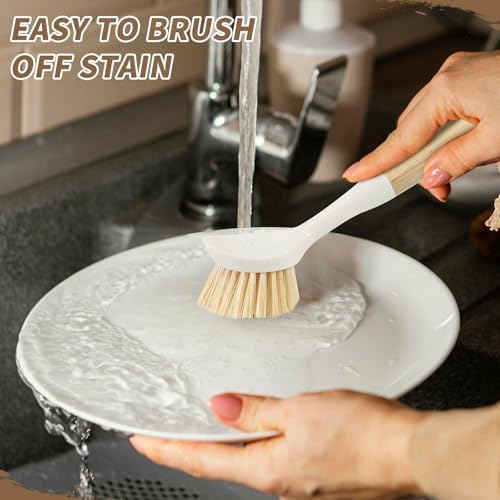 DEBETOOL 4-Pack Dish Brush, Built-in Scrubber with Handle - Image 2