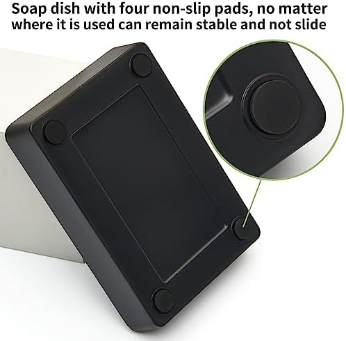 Bamboo Soap Dishes for Shower Wooden Soap Bar Holder for Bathroom Soap Tray Easy to Clean, Durable and with Non-Slip Pads(Two Black Squares) - Image 5