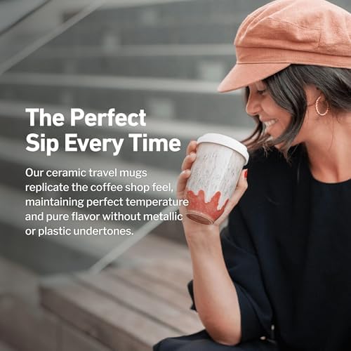 NOVA CERAMICS Travel Mugs - Ceramic Tumbler With Lid – Ceramic Travel Mug To Go Cup – Microwave & Dishwasher Safe Ceramic Coffee Tumbler - Gifts For Women Men Him Her – 12oz – Jupiter - Image 4