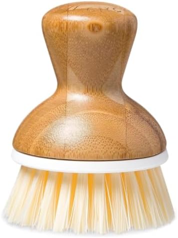 Bamboo Dish Scrub Brush for Kitchen, Natural Sisal Bristles, Cleaning Scrubber for Cast Iron Pan and Pot by SUNIYORS
