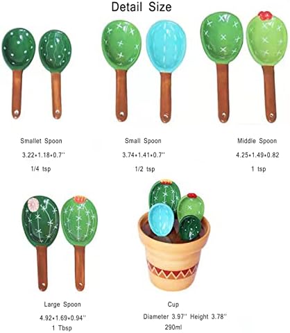 Cactus Measuring Spoons Set in Pot Ceramic House Warming Gifts New Home - Image 6