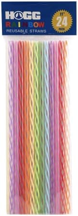 24-Pack, Reusable Straws - Rainbow, Plastic Straws Reusable, BPA Free, Dishwasher Safe, Multicolor, Replacement for Tumblers, Fits 20oz 30oz 40oz - Image 2