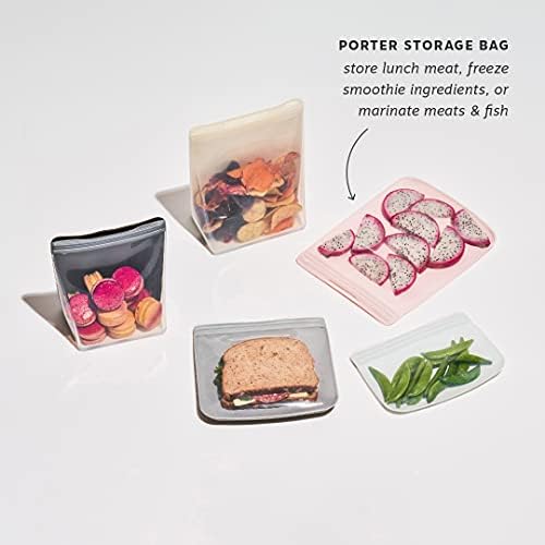 W&P Porter Silicone Reusable Storage Bag, Sandwich (46oz Flat), Charcoal, Food Storage Container, Microwave and Dishwasher Safe, Easy Cleaning - Image 3
