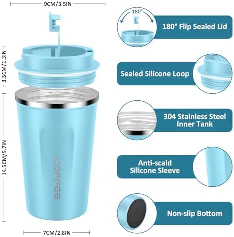 CS COSDDI 12 oz Coffee mug - Stainless Steel Coffee Cup with Leakproof Lid - Image 3